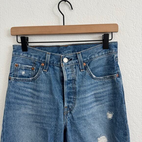 Levi's 501 Original High-Rise Straight Denim Jeans Oxnard Athens Crown Blue 25 - Picture 6 of 12